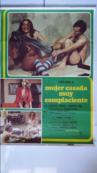 Cinema: ANTIGUO Y ORIGINAL CARTEL DE CINE 70 X 100 CM. MUJER CASADA MUY COMPLACIENTE - 1976