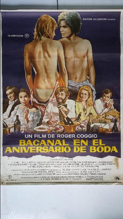 Cinema: ANTIGUO Y ORIGINAL CARTEL DE CINE 70 X 100 CM. BACANAL EN EL ANIVERSARIO DE BODA - 1975
