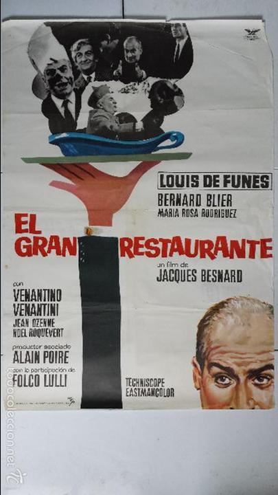 Kino: ANTIGUO Y ORIGINAL CARTEL DE CINE 70 X 100 CM. EL GRAN RESTAURANTE - 1976