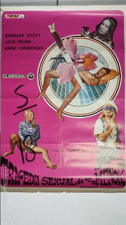 Cinema: ANTIGUO CARTEL DE CINE 70 X 100 CM. TRAGEDIA SEXUAL DE UNA MENOR - 1982
