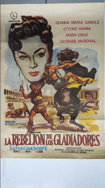 Cine: ANTIGUO CARTEL DE CINE 70 X 100 CM. LA REBELION DE LOS GLADIADORES - 1958