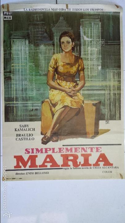 Cinema: ANTIGUO Y ORIGINAL CARTEL DE CINE 70 X 100 CM. SIMPLEMENTE MAR&Iacute;A - 1972