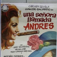 Cine: ANTIGUO Y ORIGINAL CARTEL DE CINE 70 X 100 CM. UNA SEÑORA LLAMADA ANDRÉS - 1970