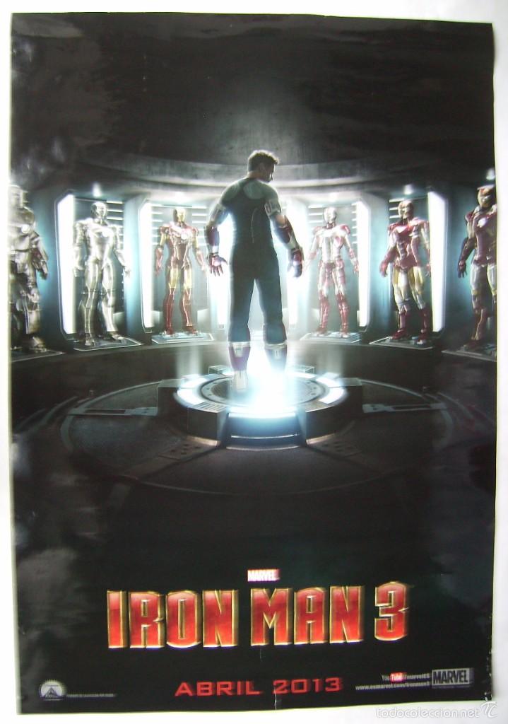 Cinema: IRON MAN 3, con ROBERT DONWNEY JR., GWYNETH PALTRON. POSTER.