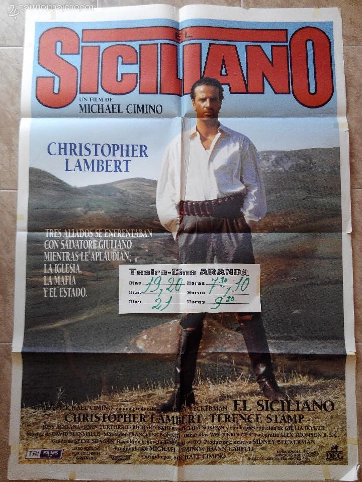 Cin&eacute;ma: El siciliano - aprox 70x100 Cartel ORIGINAL cine (L32)
