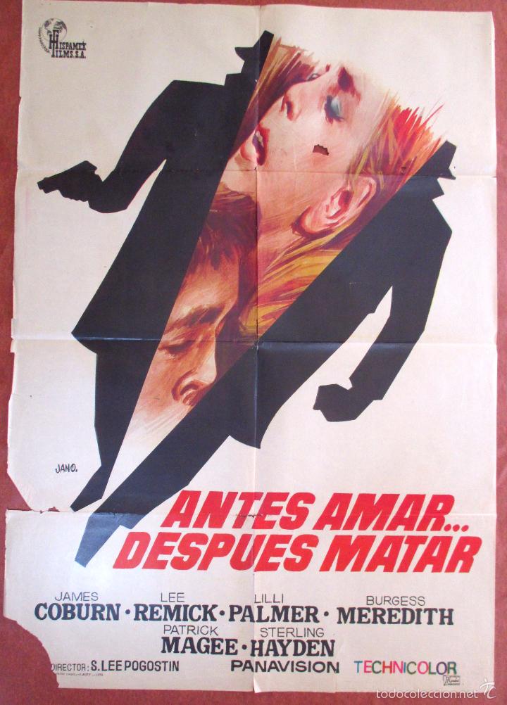 Cine: POSTER CARTEL CINE ORIGINAL , ANTES DE AMAR... DESPU&Eacute;S DE MATAR - HARD CONTACT - USA 1969