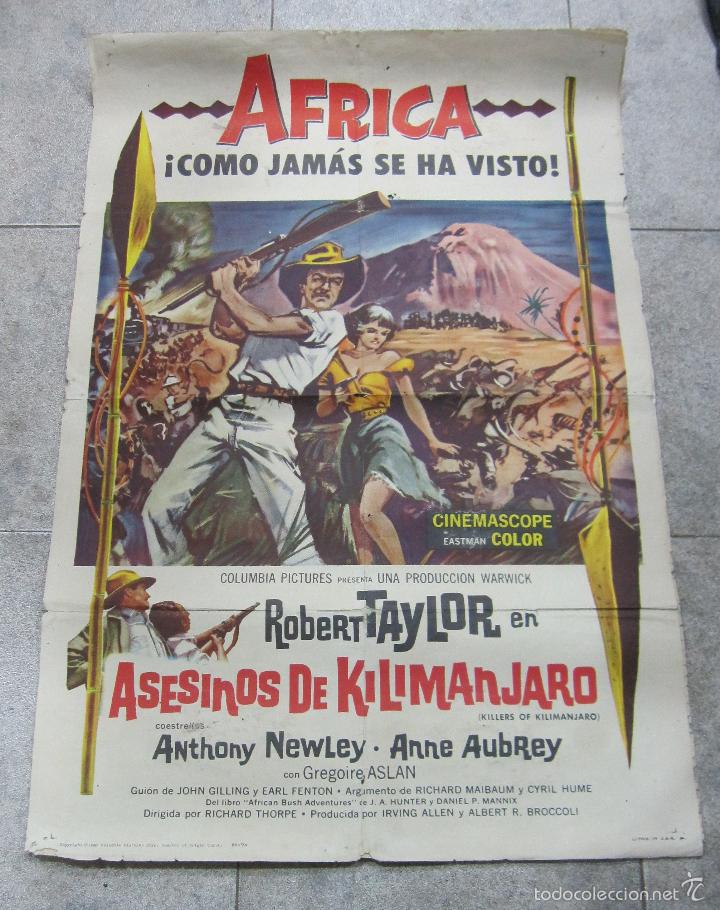 CARTEL DE CINE ORIGINAL. AFRICA COMO JAMAS SE HA VISTO. ASESINOS DEL KILIMANJARO. 68 X 156CM (Cine - Posters y Carteles - Aventura)