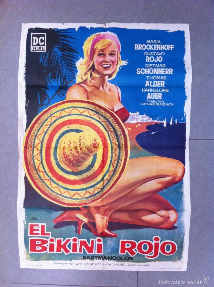 Cinema: CARTEL DE CINE 70X100 EL BIKINI ROJO CON MARIA BROCKERHOFF Y GUSTAVO ROJO DIRECTOR LOTHAR GUNDISCH