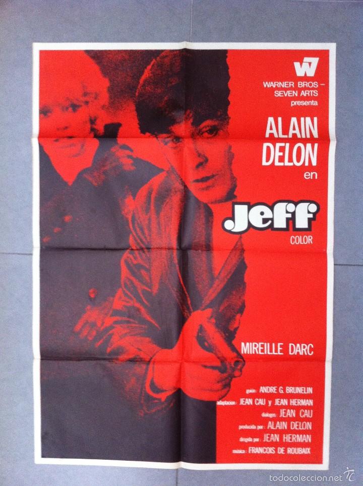 Kino: CARTEL DE CINE 70X100 ALAIN DELON EN JEFF CON MIREILLE DARC DIRECTOR JEAN HERMAN 1969