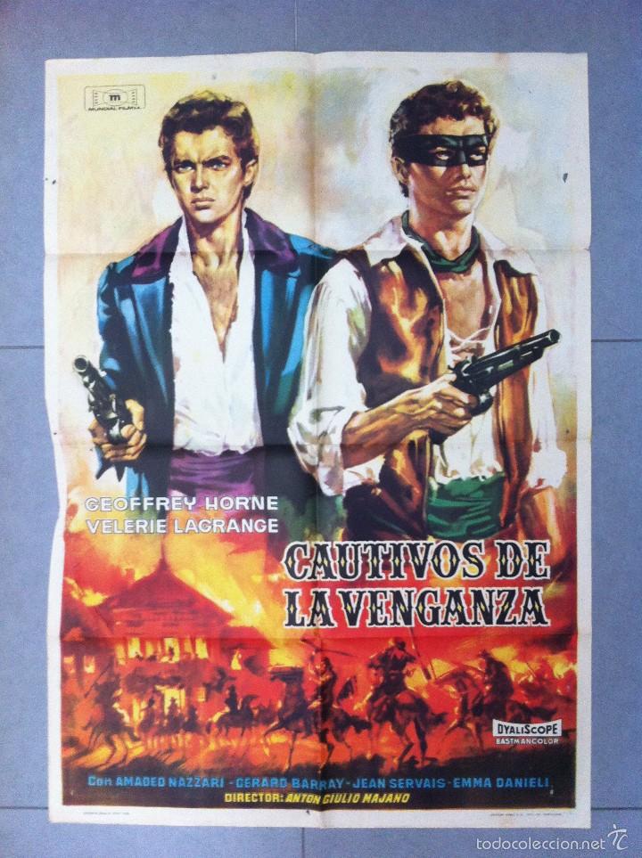 Cine: CARTEL DE CINE 70X100 CAUTIVOS DE LA VENGANZA CON GEOFFREY HORNE Y VELERIE LAGRANGE 1962