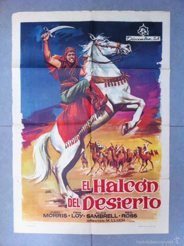 Cine: CARTEL DE CINE 70X100 EL HALCON DEL DESIERTO CON KIRK MORRIS Y DINA LOY DIRECTOR M LLUCH 1966
