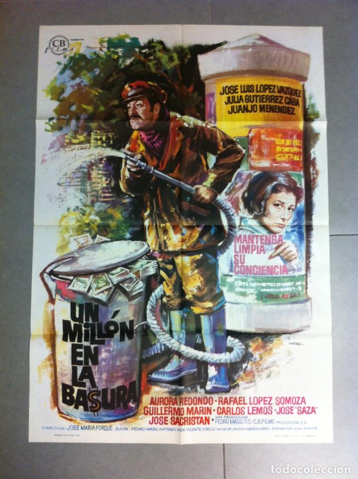 Cinema: CARTEL DE CINE 70X100 UN MILLON EN LA BASURA CON JOSE LUIS LOPEZ VAZQUEZ Y JULIA GUTIERREZ 1967