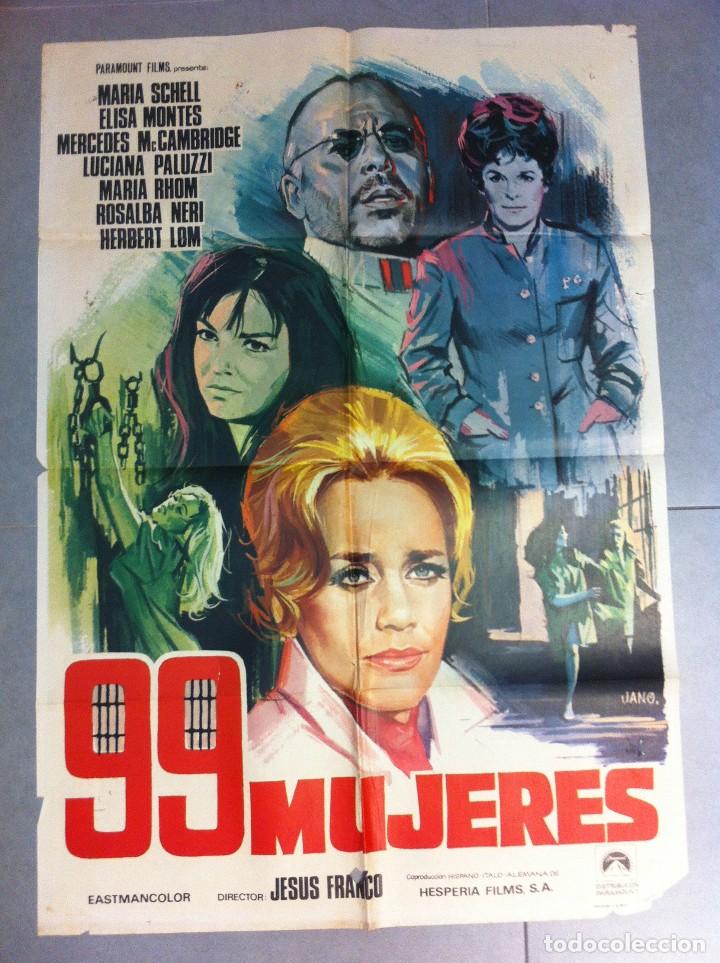 Cinema: CARTEL DE CINE 70X100 99 MUJERES CON MARIA SCHELL Y ELISA MONTES DIRECTOR JESUS FRANCO 1969