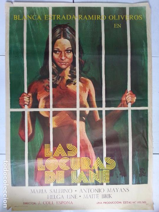 Cinema: ANTIGUO Y ORIGINAL CARTEL DE CINE 70 X 100 CM. LAS LOCURAS DE JANE - 1977