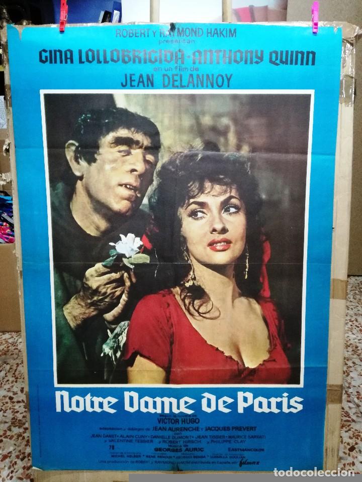 Cinema: NOTRE DAME DE PARIS GINA LOLLOBRIGIDA POSTER ORIGINAL 70X100