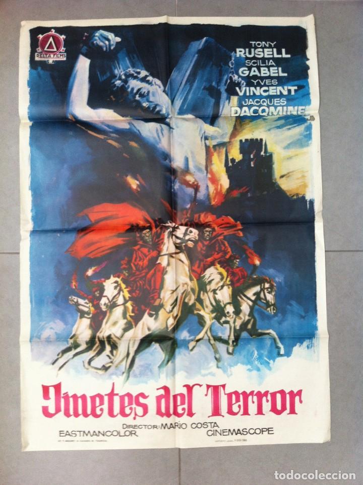 Cine: CARTEL DE CINE 70X100 JINETES DEL TERROR CON TONY RUSELL Y SCILIA GABEL DIR MARIO COSTA 1964