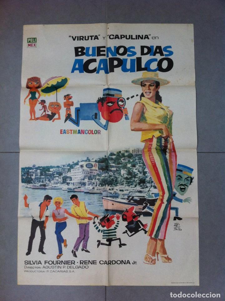 Cinema: CARTEL DE CINE 70X100 BUENOS DIAS ACAPULCO CON VIRUTA Y CAPULINA DIR AGUSTIN DELGADO 1964