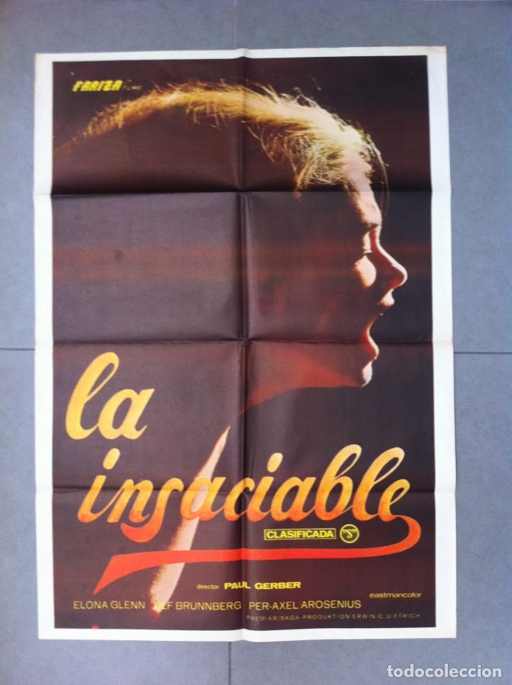 Cine: CARTEL DE CINE 70X100 LA INSACIABLE CON ELONA GLENN Y ULF BRUNNBERG DIR PAUL GERBER CLASIFICADA S