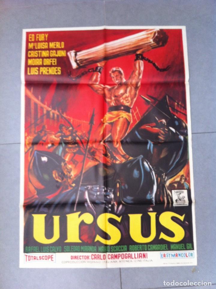Cinema: CARTEL DE CINE 70X100 ORIGINAL URSUS CON ED FURY  Y M&ordf; LUISA MERLO DIR CARLO CAMPOGALLIANI