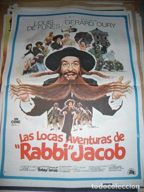 Cine: P&oacute;ster de cine original de LAS LOCAS AVENTURAS RABBI JACOB LOUIS DE FUNES 1977