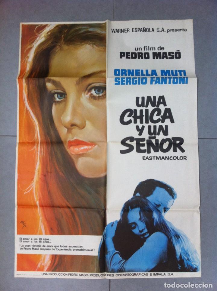 Cinema: CARTEL DE CINE 70X100 ORIGINAL UNA CHICA Y UN SE&Ntilde;OR CON ORNELLA MUTI Y SEGIO FANTONI DIR PEDRO MASO