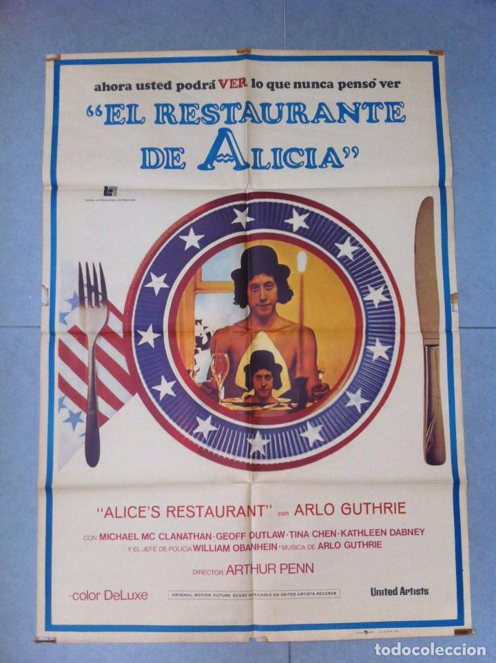 Cinema: CARTEL DE CINE 70X100 ORIGINAL EL RESTAURANTE DE ALICIA CON ARLO GUTHRIE DIRE ARTHUR PENN