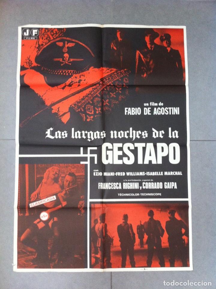Cinema: CARTEL DE CINE 70X100 ORIGINAL LAS LARGAS NOCHES DE LA GESTAPO CLASIF S DIRECTOR FABIO DE AGOSTINI