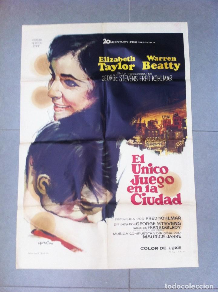 Cinema: CARTEL DE CINE 70X100 ORIGINAL EL UNICO JUEGO EN LA CIUDAD CON ELIZABETH TAYLOS Y WARREN BEATTY