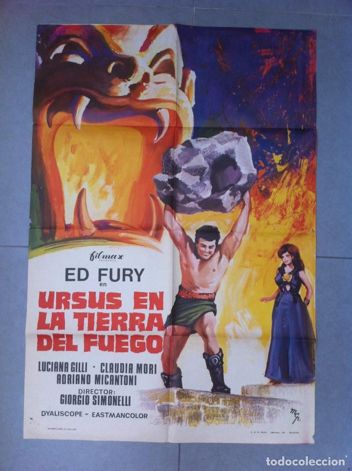 Cinema: CARTEL DE CINE 70X100 ORIGINAL URSUS EN LA TIERA DEL FUEGO CON ED FURY Y LUCIANA GILLI DIR G SIMONEL
