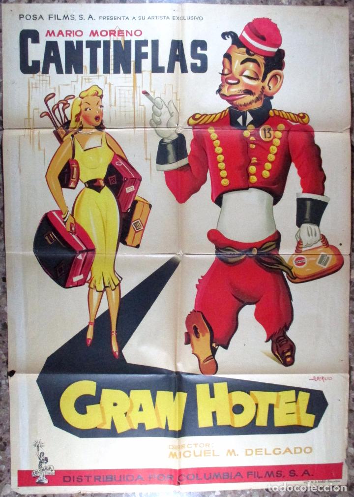 Kino: GRAN HOTEL , POSTER CARTEL DE CINE , MARIO MORENO CANTINFLAS , LITOGRAF&Iacute;A , ORIGINAL