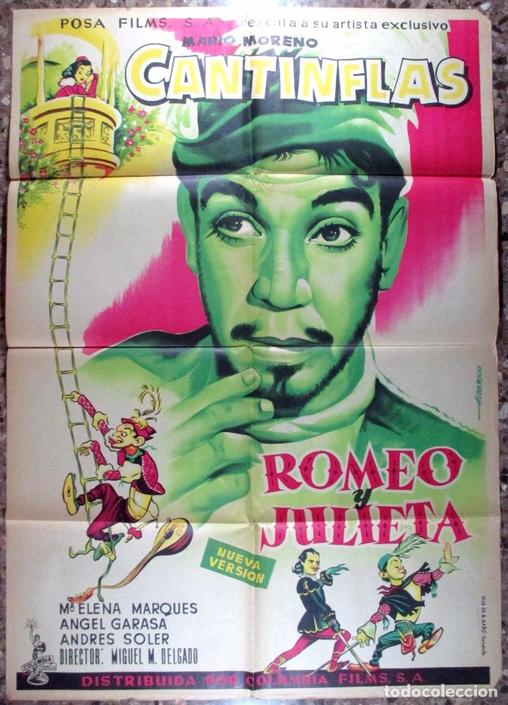 Kino: ROMEO Y JULIETA , POSTER CARTEL DE CINE , MARIO MORENO CANTINFLAS , LITOGRAF&Iacute;A , ORIGINAL
