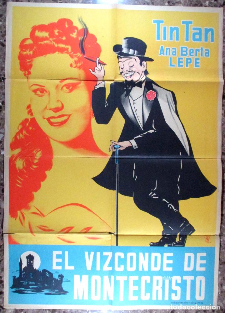 Kino: EL VIZCONDE DE MONTECRISTO , POSTER CARTEL DE CINE , TIN TAN , LITOGRAF&Iacute;A , ORIGINAL