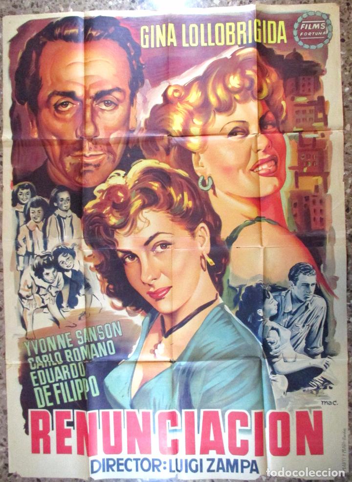Cinema: RENUNCIACI&Oacute;N , POSTER CARTEL DE CINE , GINA LOLLOBRIGIDA , LITOGRAF&Iacute;A , ORIGINAL