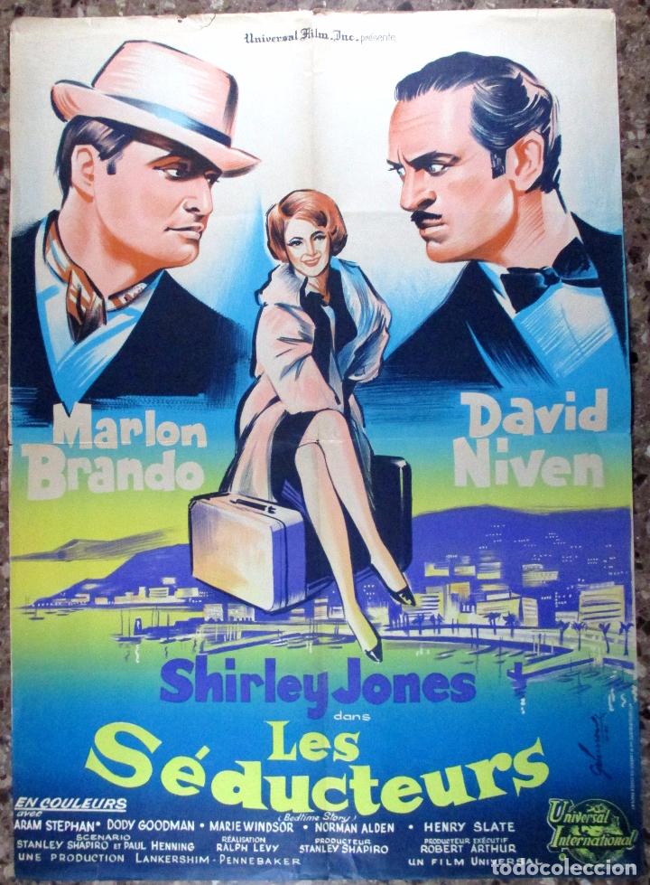 Cine: LES SEDUCTEURS , POSTER CARTEL DE CINE , MARLON BRANDO , FRANCIA , FRANCES , LITOGRAF&Iacute;A , ORIGINAL