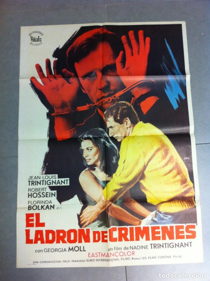 Cin&eacute;ma: CARTEL DE CINE 70X100 ORIGINAL EL LADRON DE CRIMENES CON JOAN LOUIS TRINTIGNANT Y ROBERT HOSSEIN
