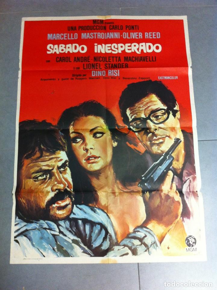 Cinema: CARTEL DE CINE 70X100 ORIGINAL SABADO INESPERADO CON MARCELLO MASTROIANNI Y OLIVER REED DIR PONTI