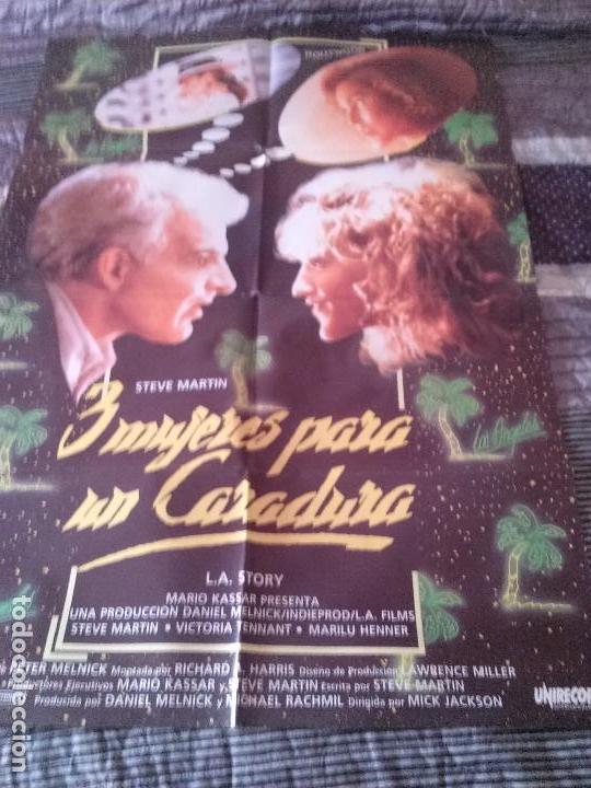 Cine: TRES MUJERES PARA UN CARADURA. CARTEL POSTER. 70 X 100. BUEN ESTADO.  DOBLADO. RARO
