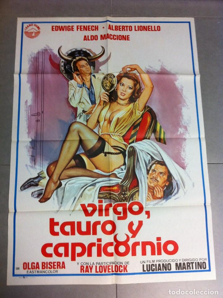 Cinema: CARTEL DE CINE 70X100 ORIGINAL VIRGO TAURO Y CAPRICORNIO CON OLGA BISERA Y EDWIGE FENECH DIR MARTINO