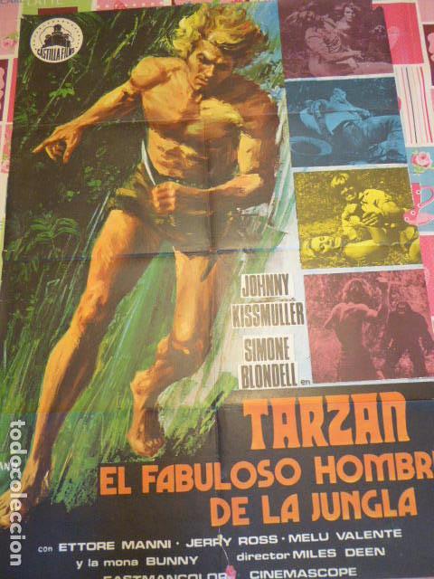 Cine: TARZAN EL FABULOSO HOMBRE DE LA JUNGLA. CARTEL DE CINE-MOVIE POSTER. 95X65 CM