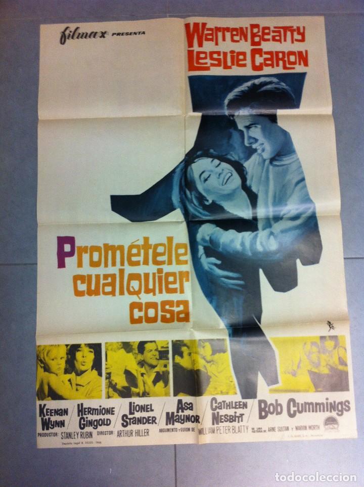 Cinema: CARTEL DE CINE 70X100 ORIGINAL PROMETELE CUALQUIER COSA CON WARREN BEATTY Y LESLIE CARON DIR HILLER