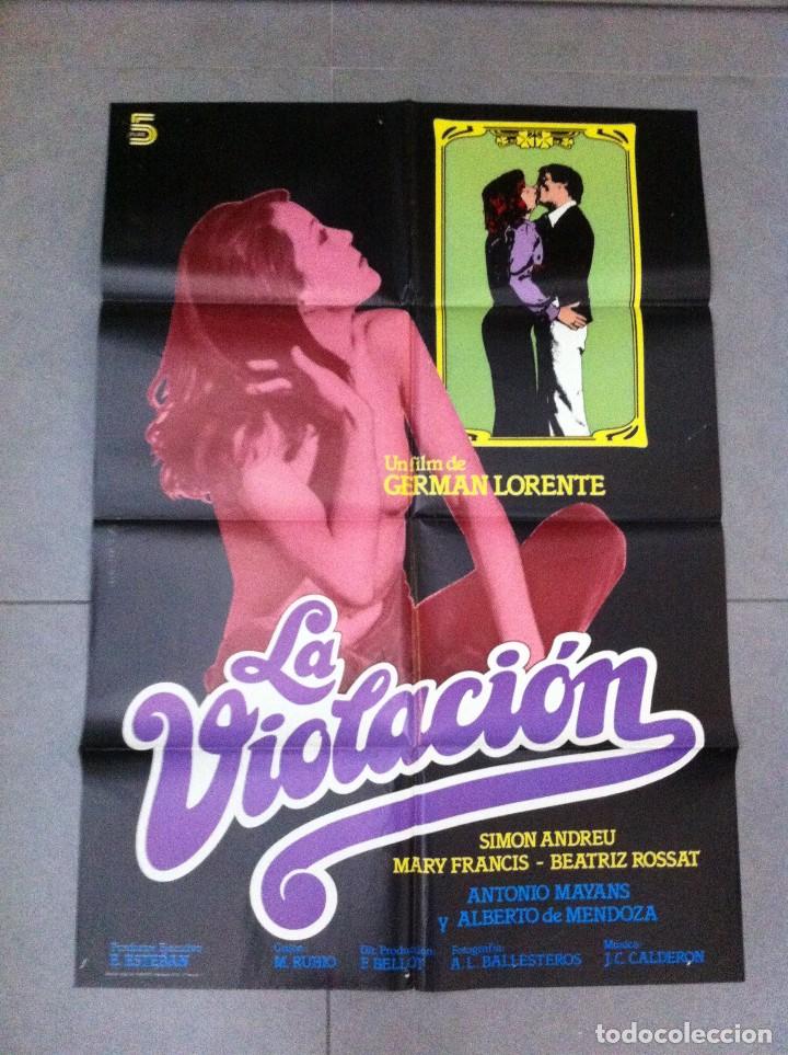 Cine: CARTEL DE CINE 70X100 ORIGINAL LA VIOLACION CON SIMON ANDREU Y MARY FRANCIS DIR GERMAN LORENTE