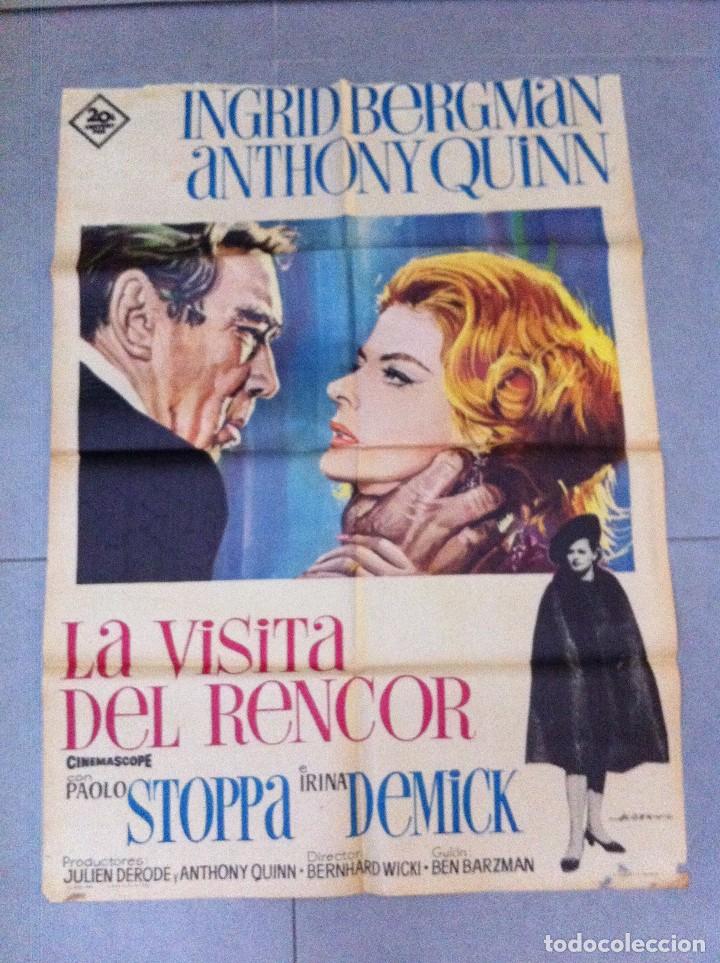 Cine: CARTEL DE CINE 70X100 ORIGINAL LA VISITA DEL RENCOR CON INGRID BERGMAN Y ANTHONY QUINN DIR WICKI