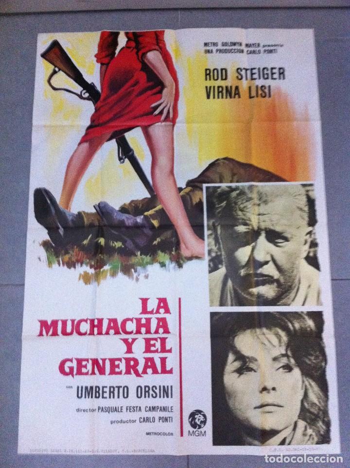 Cine: CARTEL DE CINE 70X100 ORIGINAL LA MUCHACHA Y EL GENERAL CON UMBERTO ORSINI ROD STEIGER Y VIRNA LISI