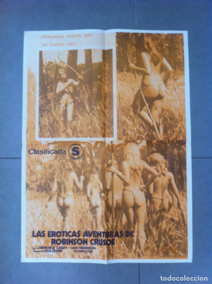 Cine: CARTEL DE CINE 49X67 LAS EROTICAS AVENTURAS DE ROBINSON CRUSOE CLASIFICADA S CON LAWRENCE CASEY