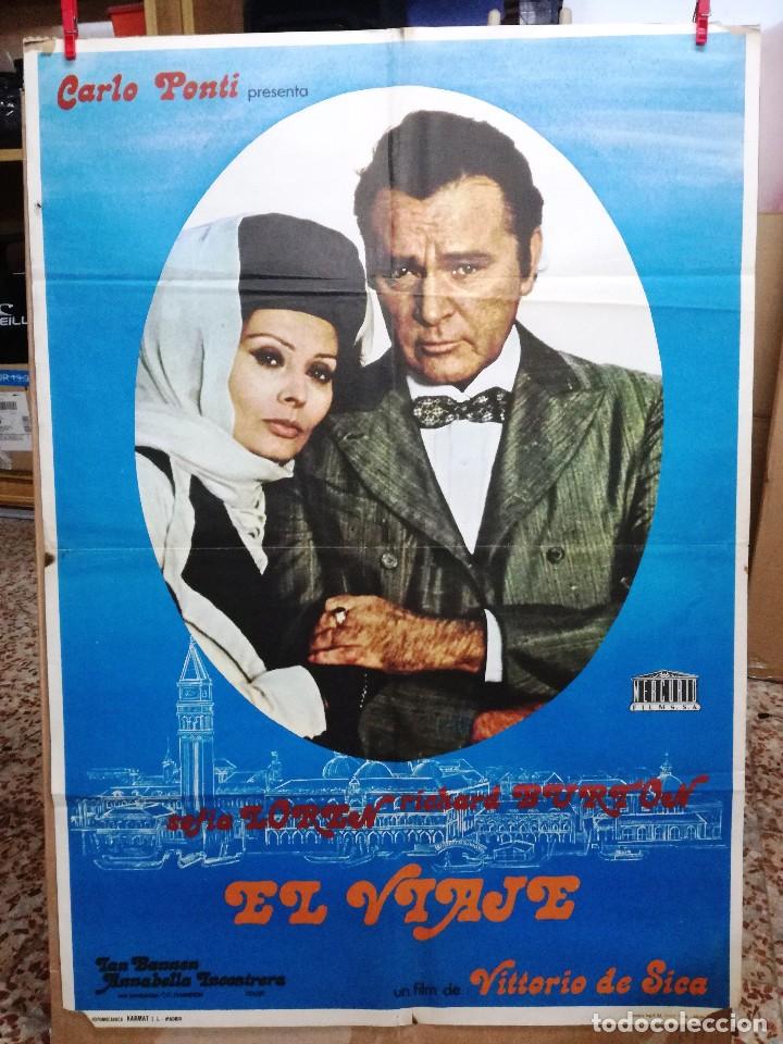 Cine: CARTEL ORIGINAL 70X100 EL VIAJE DE VITTORIO DE SICA REICHARD BURTON Y SOFIA LOREN