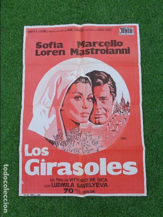Cine: LOS GIRASOLES - SOFIA LOREN -MARCELLO MASTROIANNI - DIRECTOR VITTORIO DE SICA - RARO color de POSTER