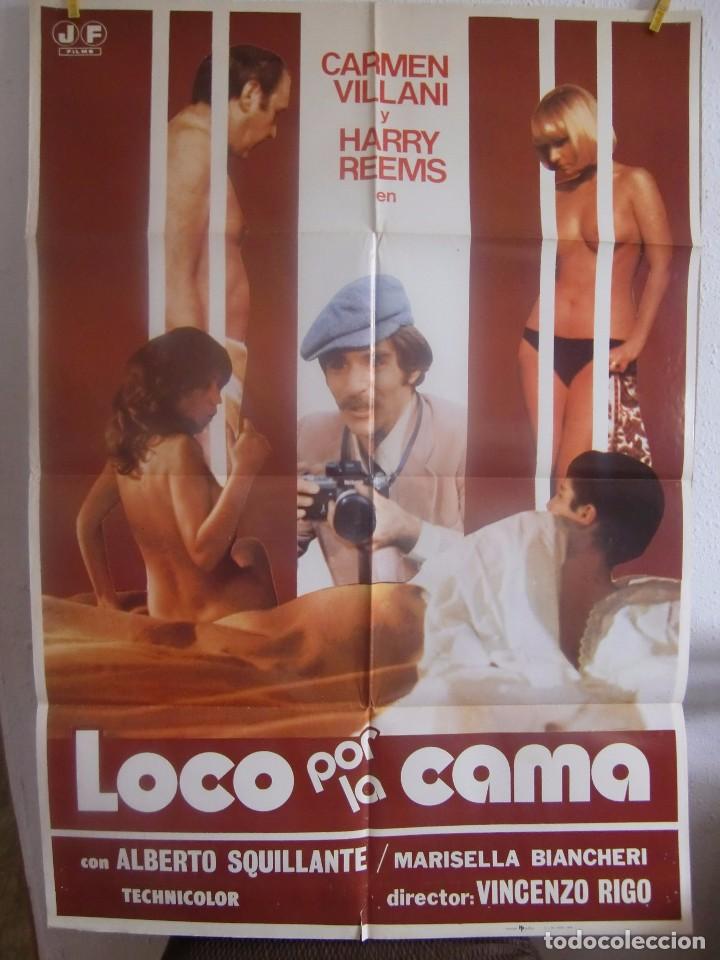 Kino: cartel cine orig loco por la cama (1978) 70x100 / carmen villani
