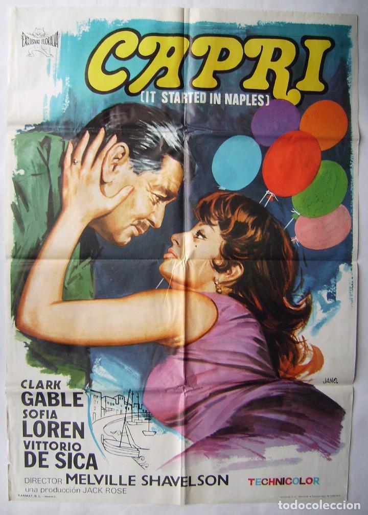 Cine: CAPRI, con Sofia Loren. POSTER. 1973. 69 X 99 cms. de Jano.