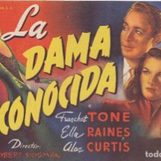 Cine: LA DAMA DESCONOCIDA SALÓN CATALUÑA AÑO 1945. Lote 110572051
