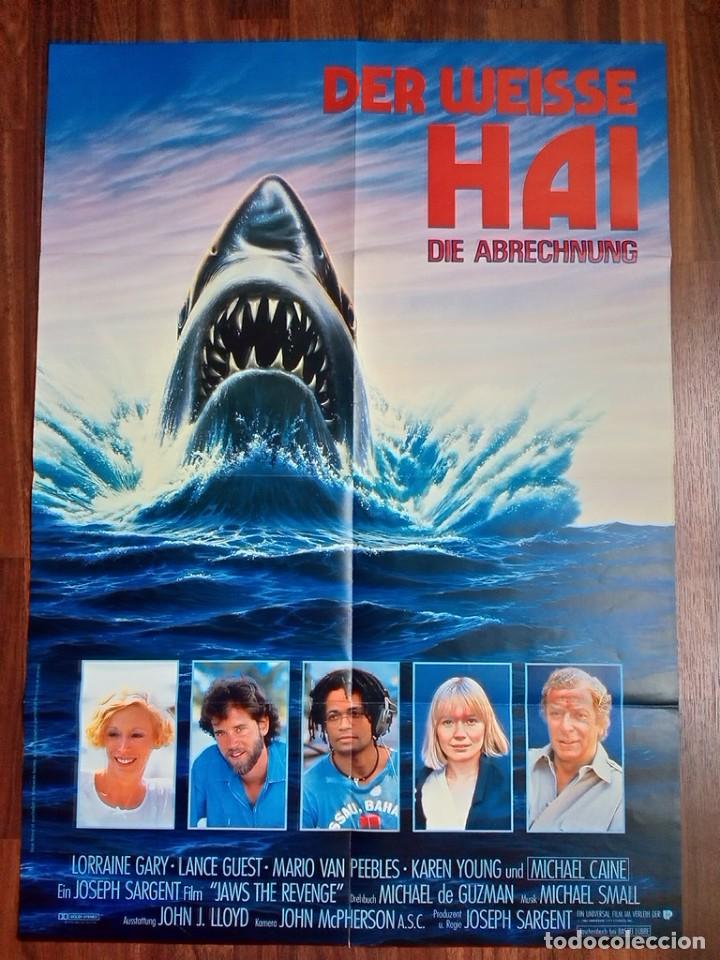 Kino: 1987- TIBURON LA VENGANZA 4-JAWS: THE REVENGE-POSTER CARTEL CINE PELICULA ORIGINAL-MICHAEL CAINE